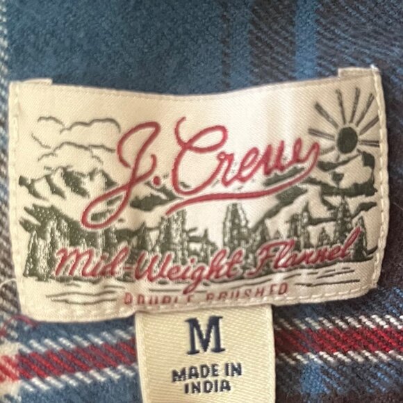 J Crew Mid Weight Flannel Shirt Womens Medium Blue Slim Fit - Picture 6 of 12